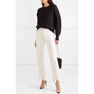 NWT RtA Luke High Rise Destroyed Hem Straight Leg Jeans Ivory Size 27